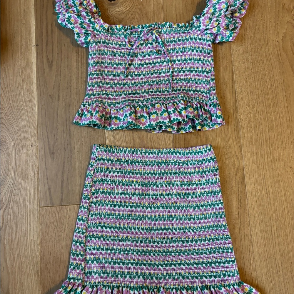 Goodnight Macaroon Smocked Top and Skirt Set